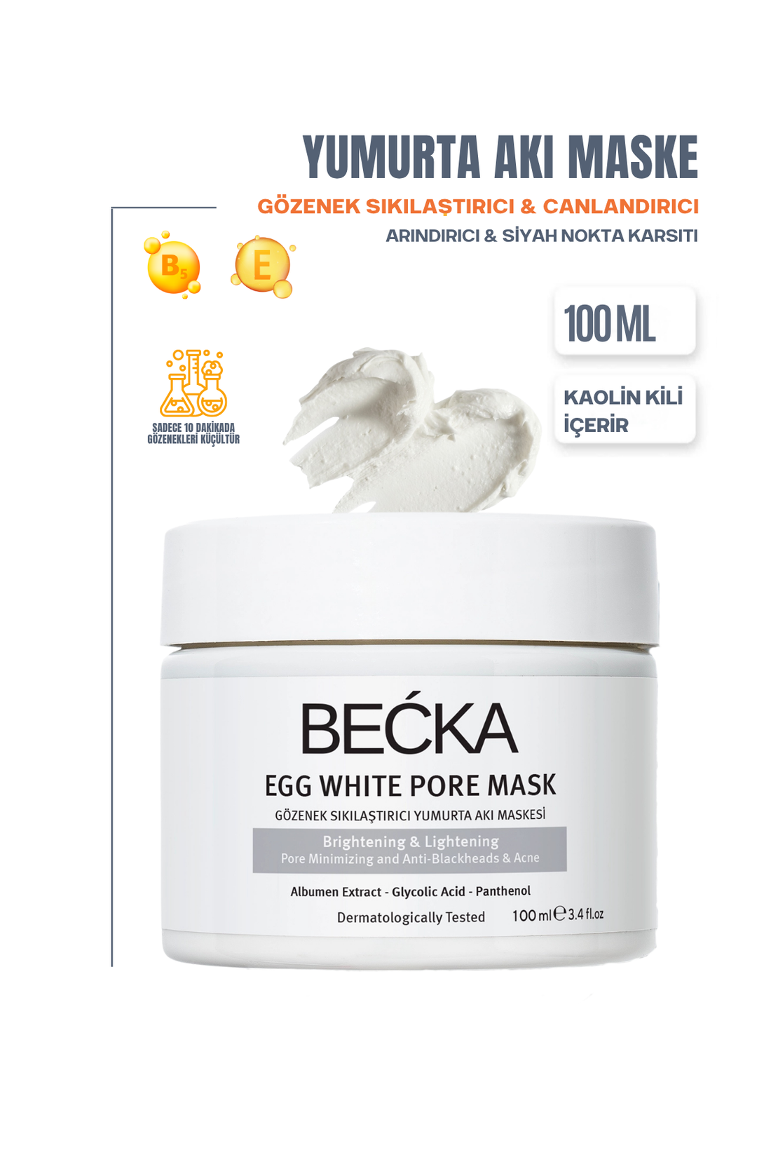 Gözenek Sıkılaştırıcı - Siyah Nokta &amp; Akne Karşıtı Yumurta Akı Maskesi - Egg White Pore Mask 100 ml