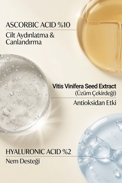 BECKA %10 C Vitamini Serum - Aydınlatıcı Leke Karşıtı Hyalüronik Asitli 30 ml