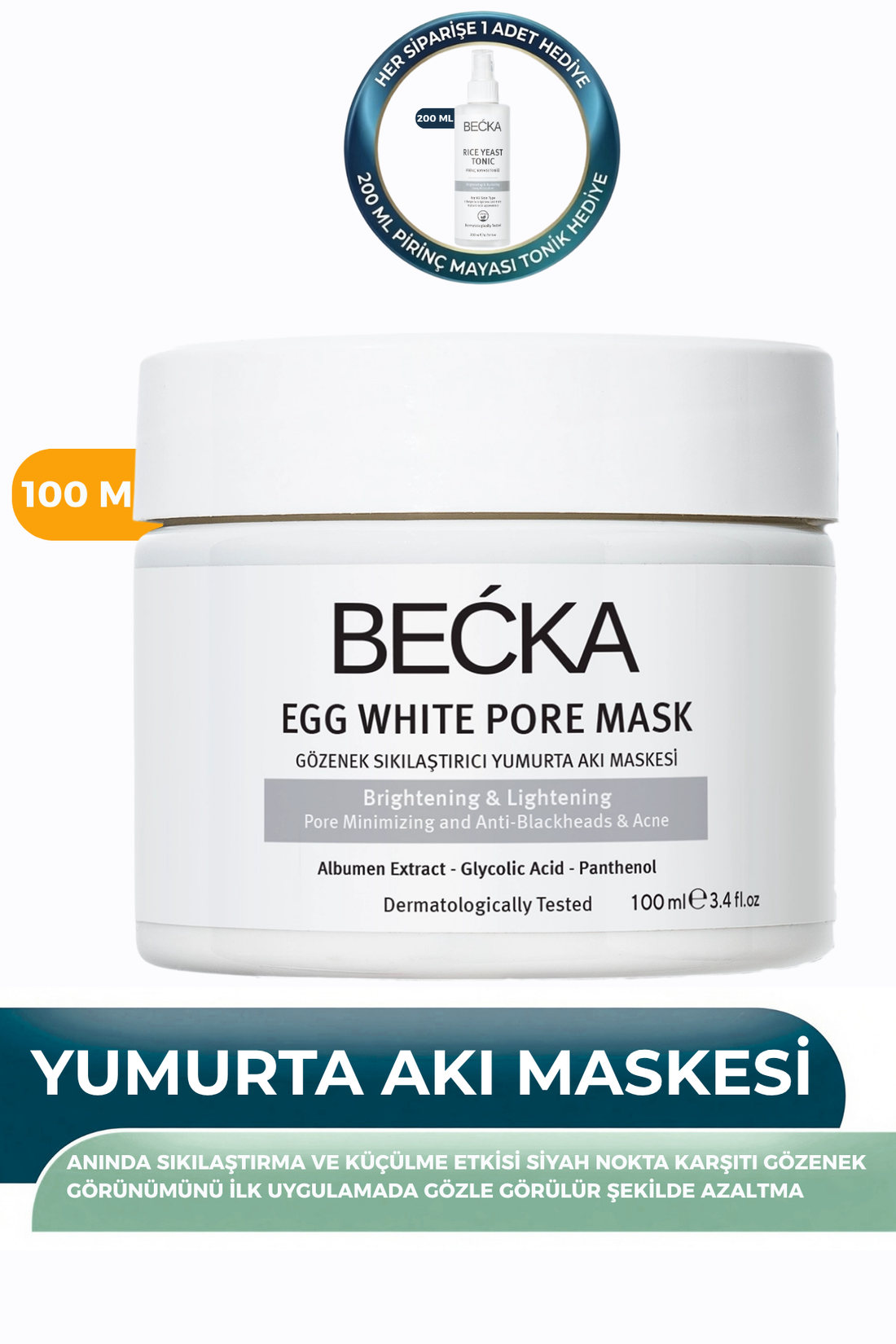 Gözenek Sıkılaştırıcı - Siyah Nokta &amp; Akne Karşıtı Yumurta Akı Maskesi - Egg White Pore Mask 100 ml