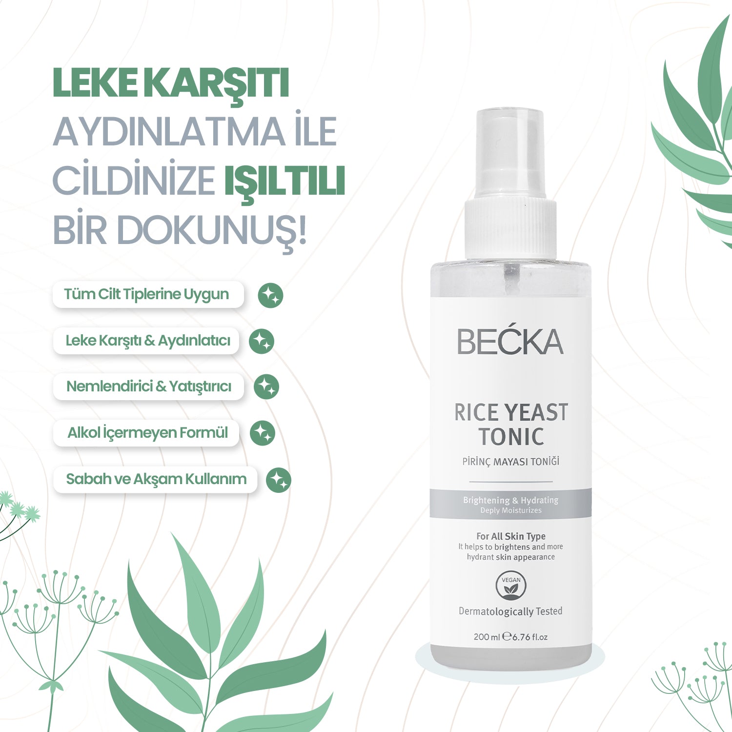 Pirinç Mayası Beyazlatıcı Aydınlatıcı Leke Karşıtı Tonik 200 ml