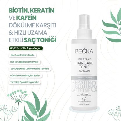 Biotin Keratin Ve Caffeine Dökülme karşıtı Ve Hızlı Saç uzatma Etkili Saç Toniği 200 ml