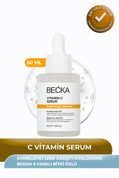 BECKA %10 C Vitamini Serum - Aydınlatıcı Leke Karşıtı Hyalüronik Asitli 30 ml