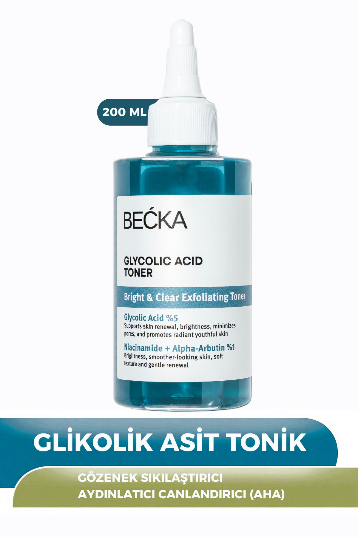 Glikolik Asit Tonik %5 – Aydınlatıcı &amp; Arındırıcı Peeling Toner – Niacinamide + Alpha Arbutin %1