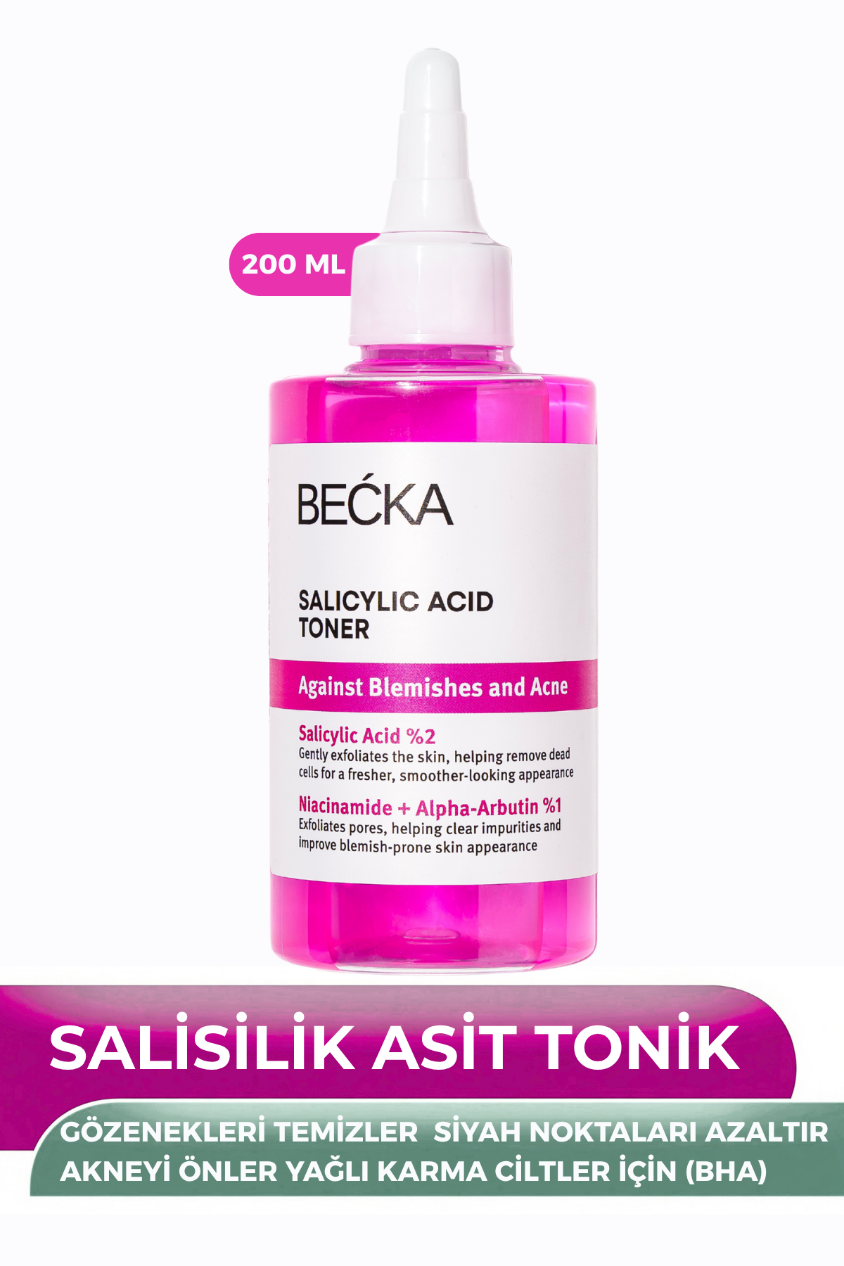 Salisilik Asit Tonik %2 – Akne &amp; Leke Karşıtı Arındırıcı Toner – Niacinamide + Alpha Arbutin %1